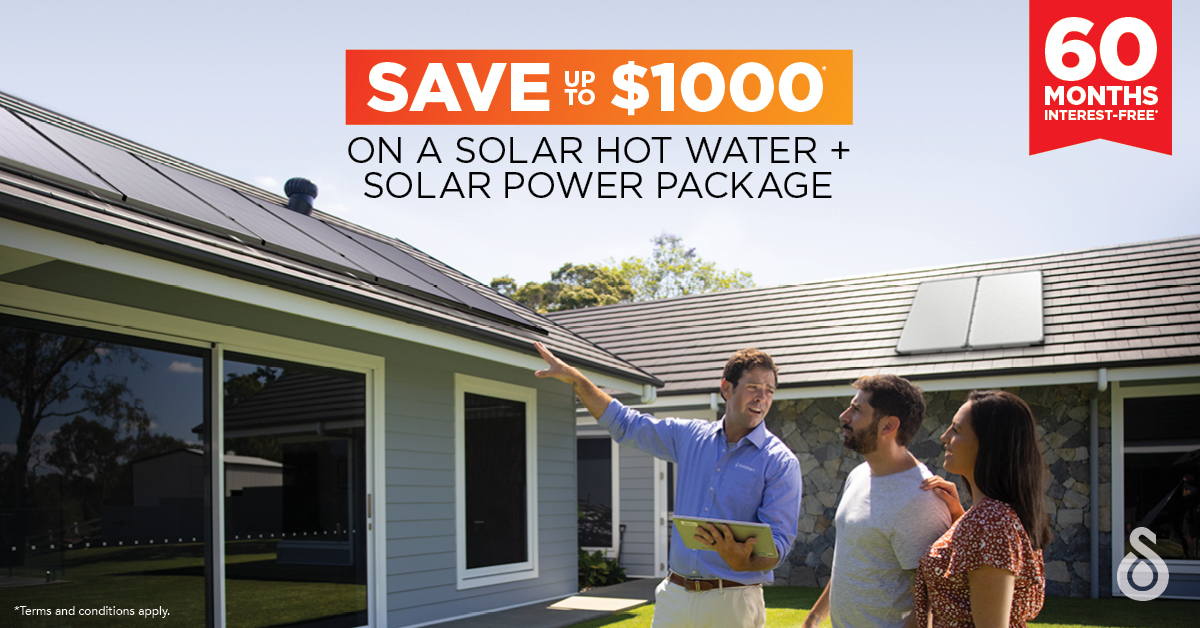 Save up to $1,000 on a Solar hot water and solar power package